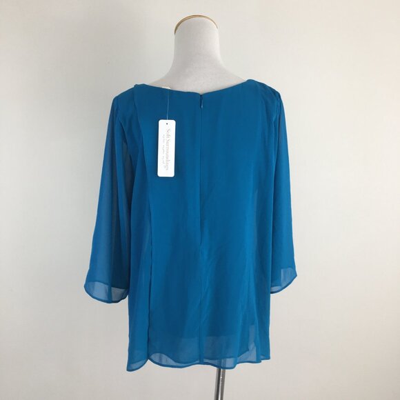 NWT SOFT SURROUNDINGS Petite Seaport Ethereality Top Front Back Overlays Shirt - Picture 11 of 14